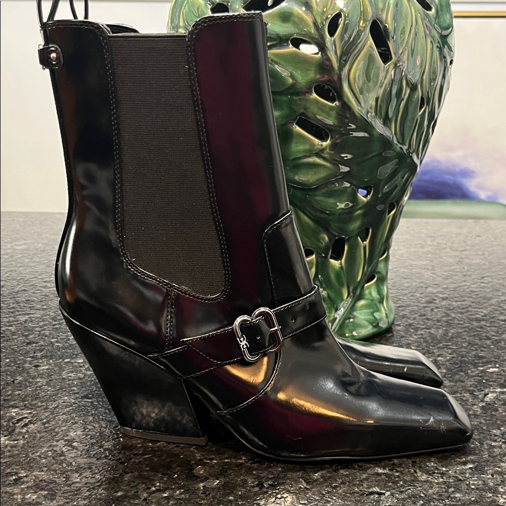 Sam Edelman Black Heeled Boots with Buckle